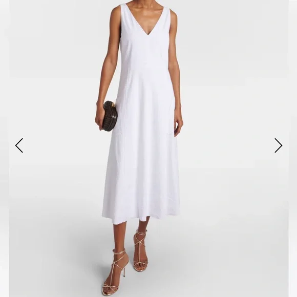 VINCE Linen Blend A-line Dress White Midi Size Small - Picture 2 of 10
